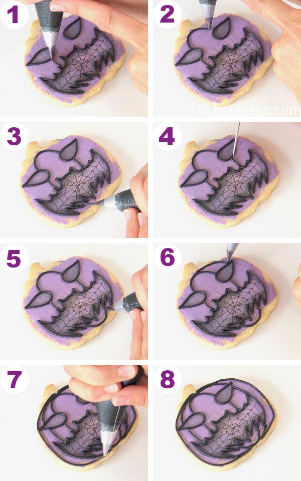 Cookie with black outlines.