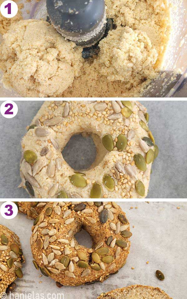 A bowl with a gabanzo bean bagel dough.