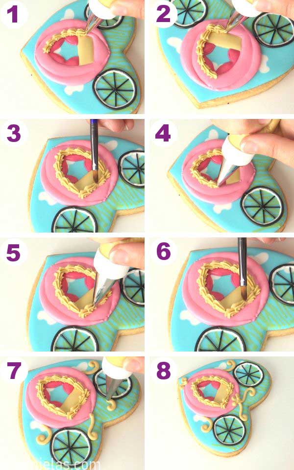 Piping a border with royal icing using a star tip.