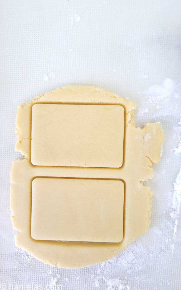 Unbaked cut out cookies.