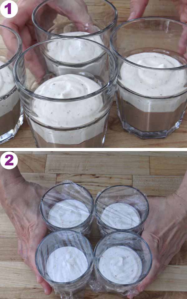 Cheese cups covered with a food wrap.