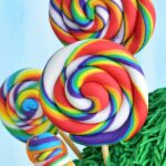 Rainbow lollipops from edible clay.