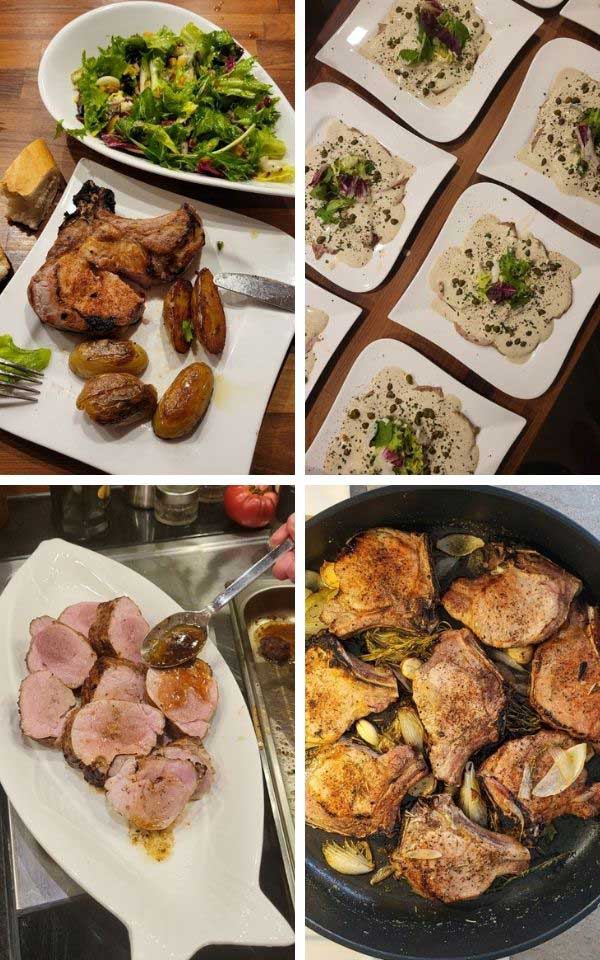 Collage with dinner plates.